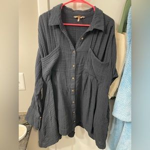 Free People gauze button up top